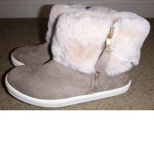 Girls Falls Creek ANNA Faux Suede & Fur Collar Ankle Boots Size 11 or 2 NWT Zips